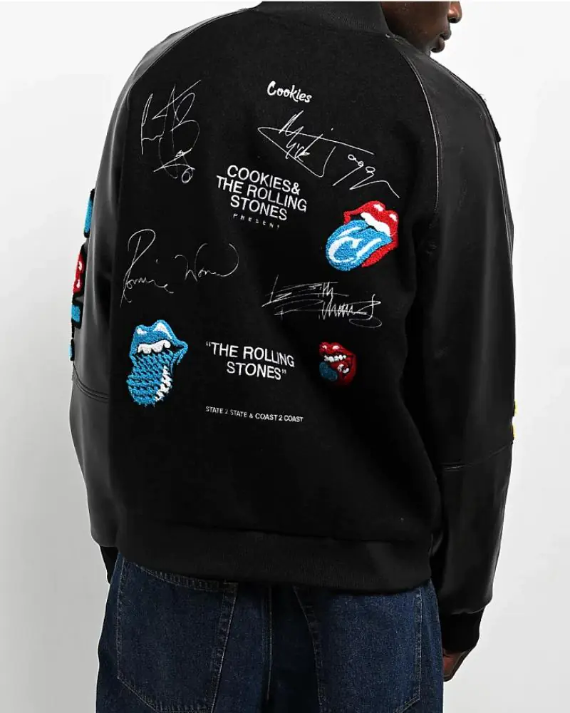 Cookies x The Rolling Stones Letterman Black Varsity Jacket