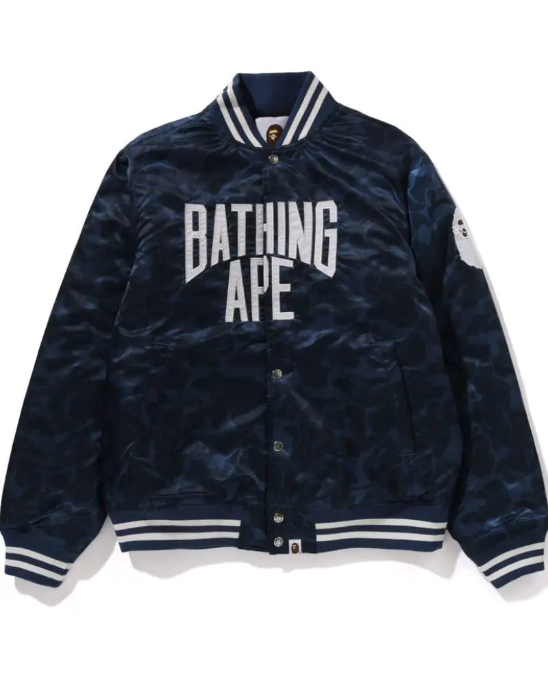 Solid Camo NYC Logo Nylon Varsity Jacket Solid Camo NYC Logo Nylon Varsity Jacket