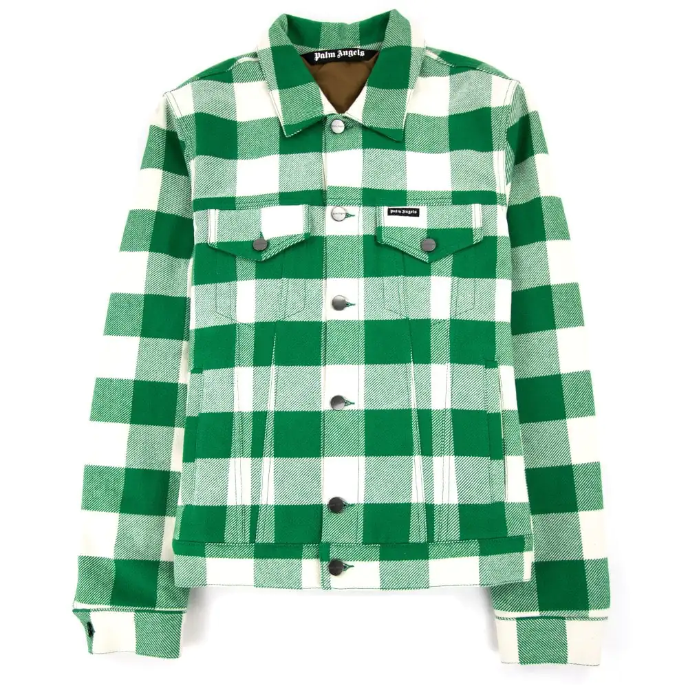 Palm Angels Curved Logo Check Jacket Green 310