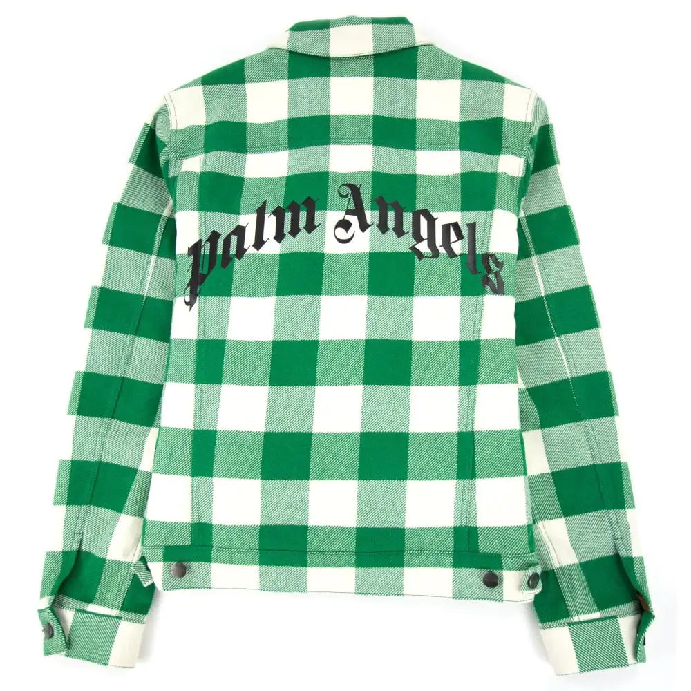 Palm Angels Curved Logo Check Jacket Green 310