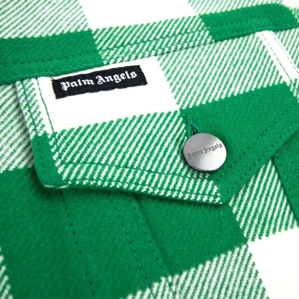 Palm Angels Curved Logo Check Jacket Green 310